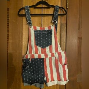 Red, White, and Blue Overall Shorts